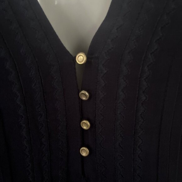 MASSIMO DUTTI M Blouse Top Navy Blue 3/4 Sleeves - Picture 5 of 6